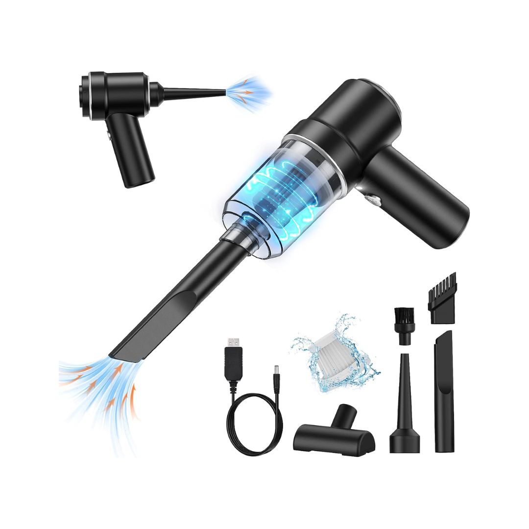 YWSS Cordless Vacuum Cleaner, Mini Handheld Vacuum, Small Car Vacuum with LED, Electric Air Duster & Vacuum Cleaner 2 in 1 Rechargeable, Portable Vacuum Cleaner for Home, Office and Car Cleaning