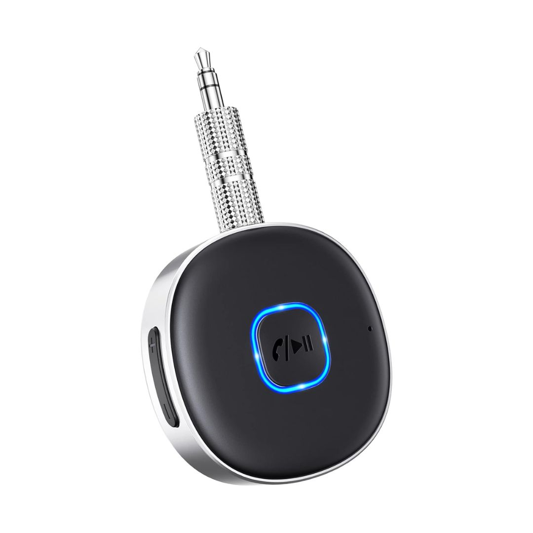 Mohard Car Bluetooth AUX Adapter, Mini Bluetooth 5.3 Receiver for Home Stereo/Speaker/Wired Headphones, Bluetooth Car Adapter AUX, Hands-free Calls, Dual Connection, 16H Playtime